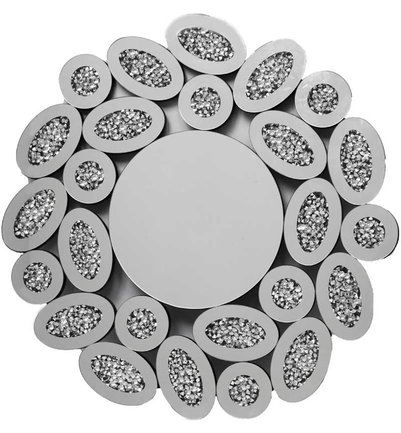 * New Diamond Crush Sparkle Round Wall Mirror 80cm dia  in stock for a fast delivery