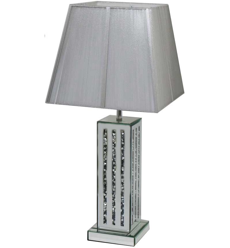 ^Diamond Crush Crystal Sparkle Mirrored Lines Table Lamp in stock