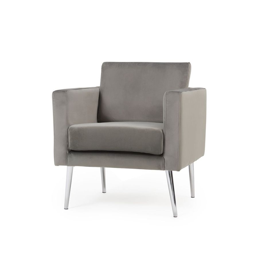 jeniffer Velvet & Chrome Feature Chair In Grey