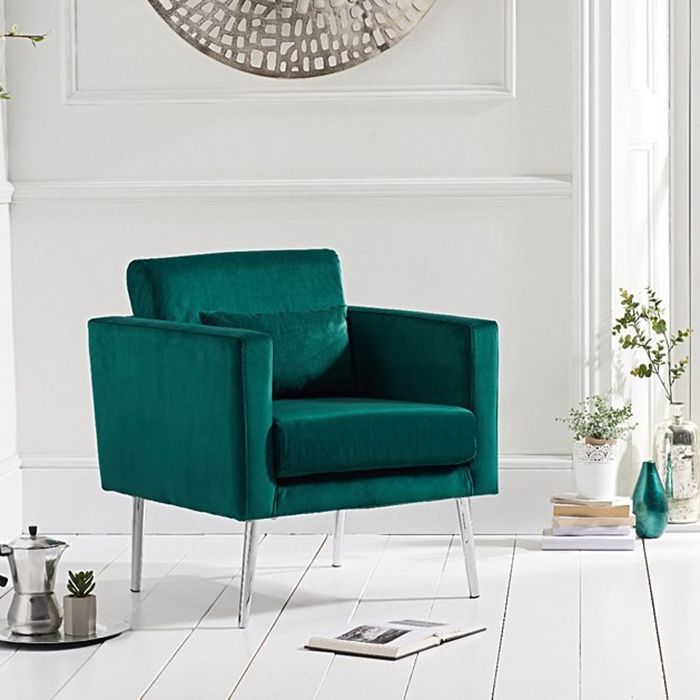 jeniffer Velvet & Chrome Feature Chair In Royal Blue
