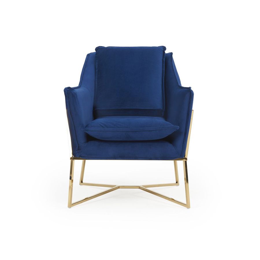 Larna Blue Velvet & Gold Feature Chair