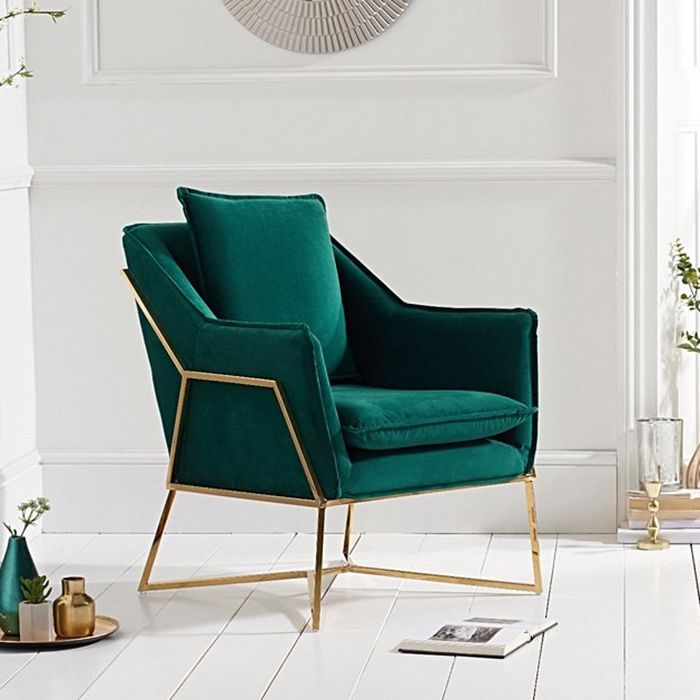 Larna Green Velvet & Gold Feature Chair