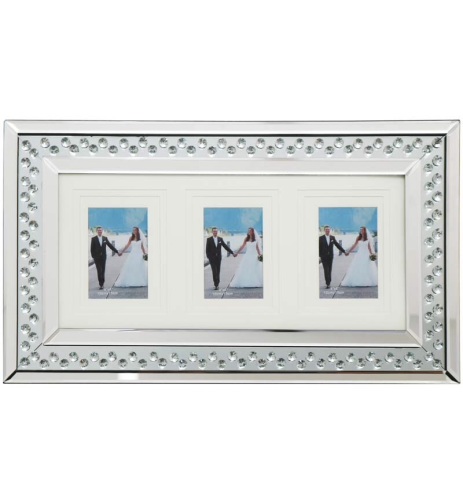 Floating Crystal Collage 3 Mirrored Photo Frame 60cm X 35cm