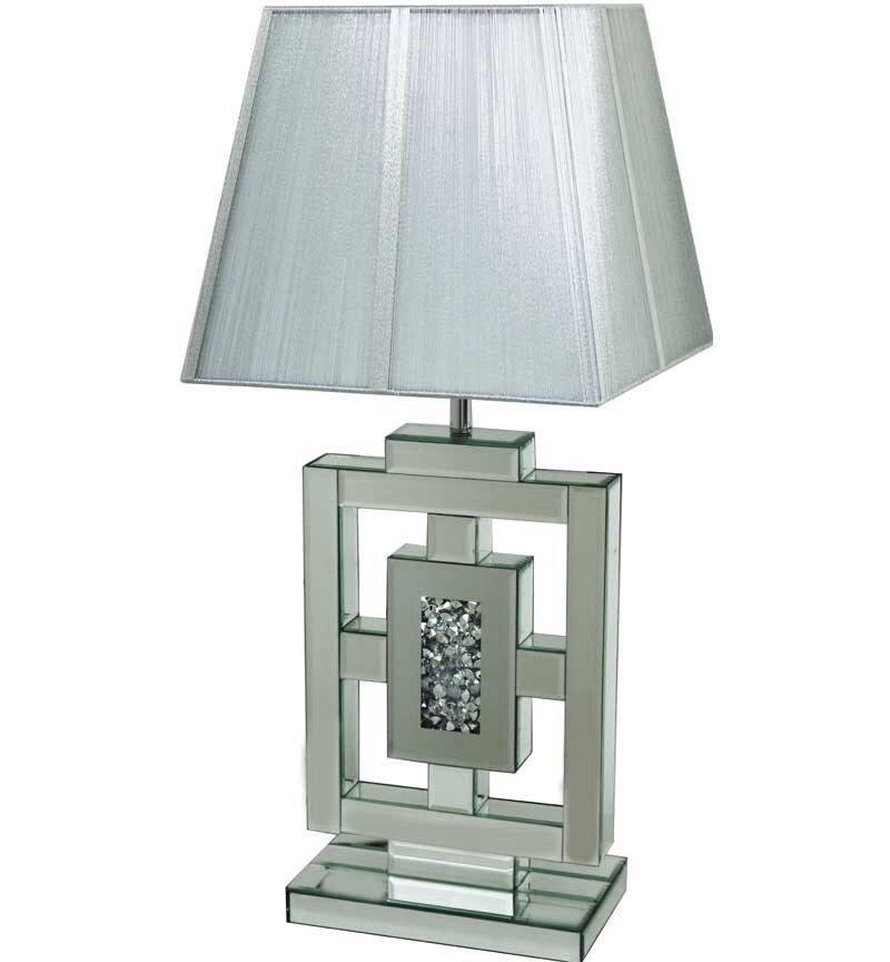 *Diamond Crush Crystal Sparkle Mirrored Box Table Lamp in stock