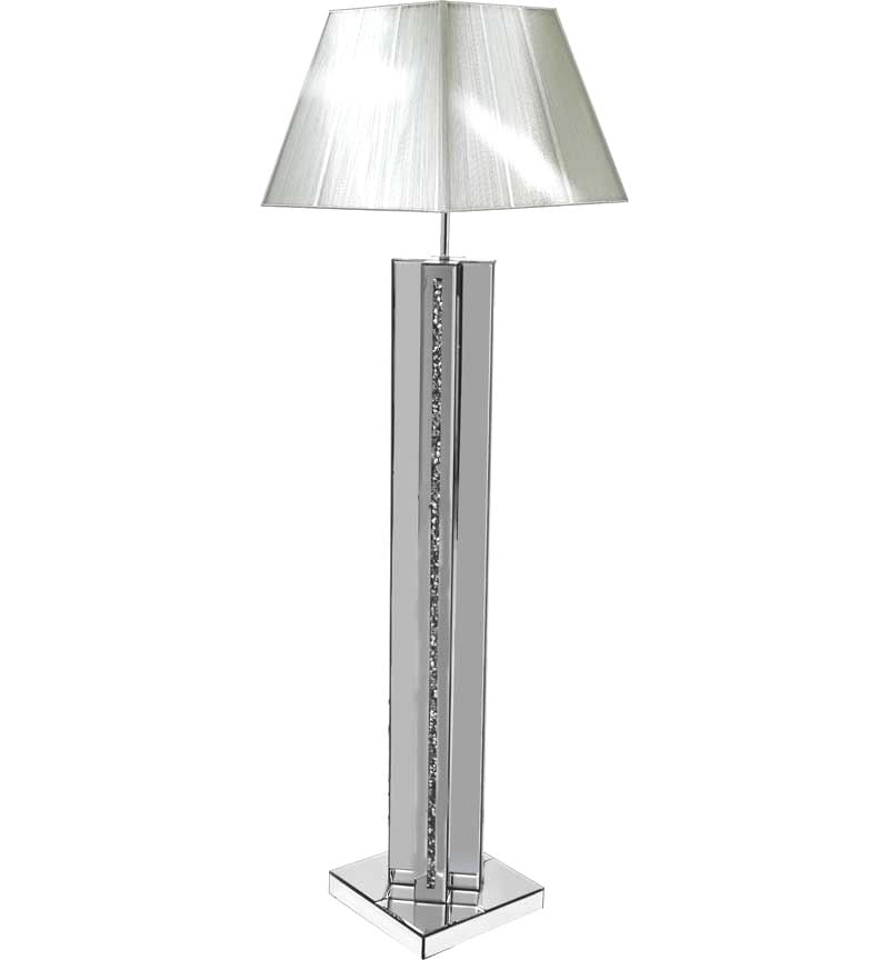^Diamond Crush Crystal Sparkle Mirrored Cross Floor Lamp silver or white shade in stock