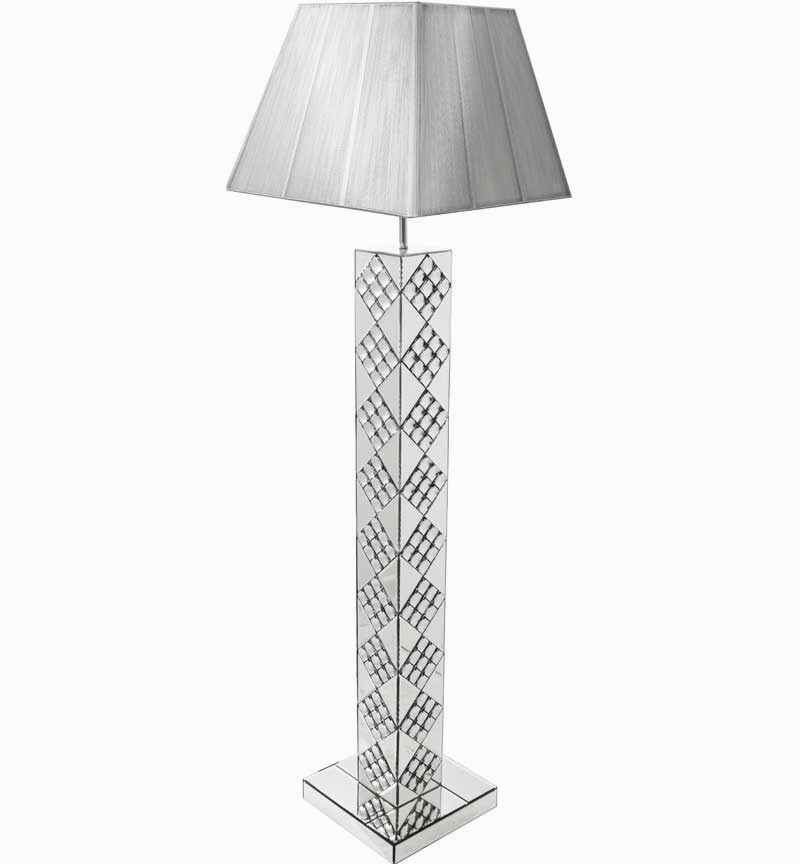 Mosaic Crystal Sparkle Mirrored Floor Lamp silver or white shade in stock