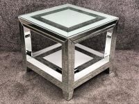 Bianco White & Mirrored Square Lamp Table - in stock