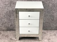 Bianco White & Mirrored 3 Draw Bedside chest 