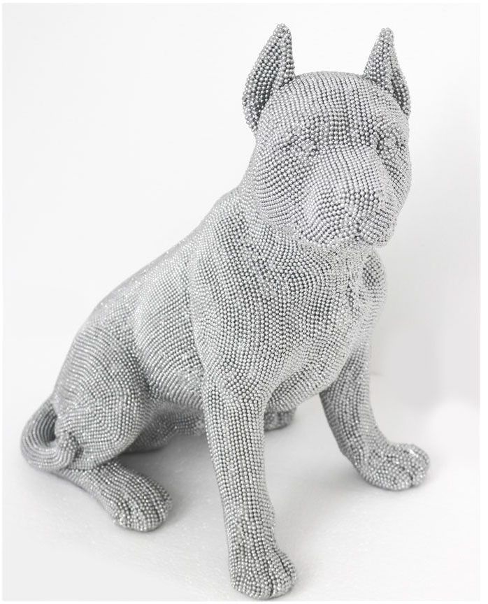 16" Sitting Dog in Sparkle Silver