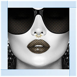 Media Art louis Vuitton Lips Mirror Framed sparkle Art 57cm x 57cm 