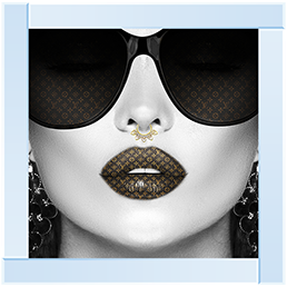 Media Art louis Vuitton Lips Mirror Framed sparkle Art 85cm x 85cm 