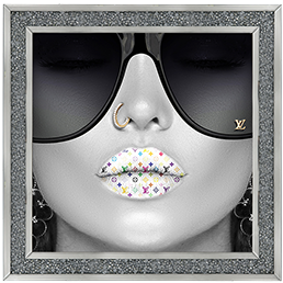Media Art louis Vuitton multi colour Lips Diamond Crush Framed sparkle Art 88cm x 88cm 