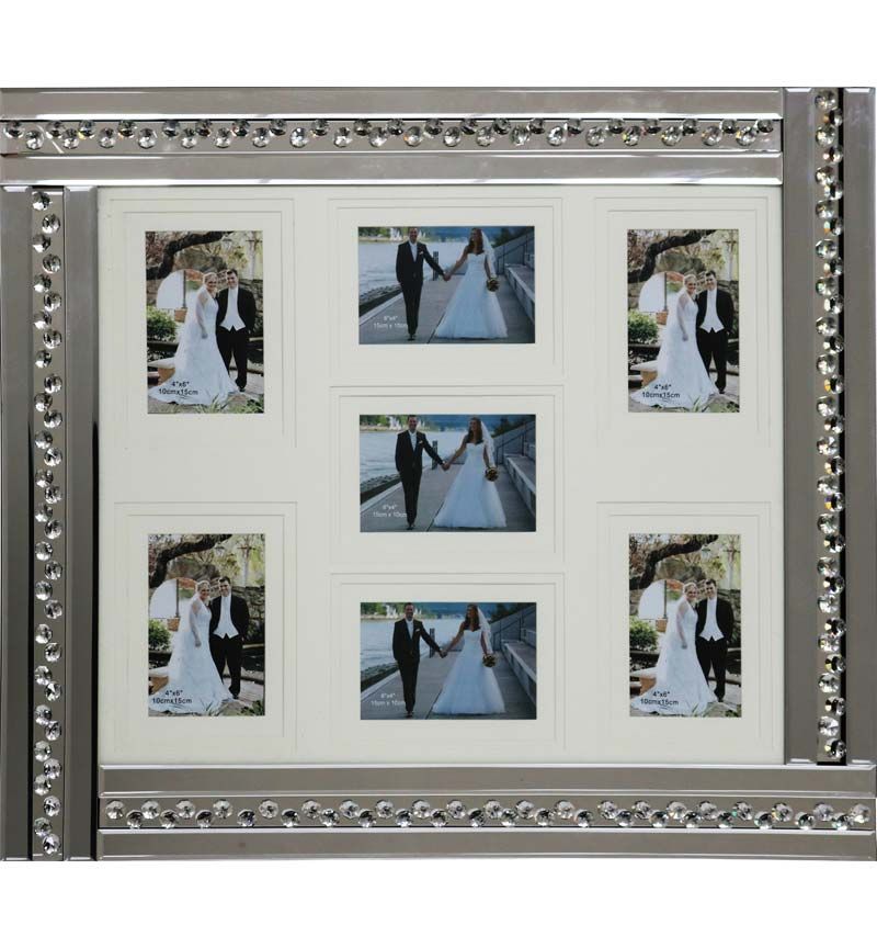Glitz Crystal Mirrored Collage 4 Photo Frame 59cm x 60cm