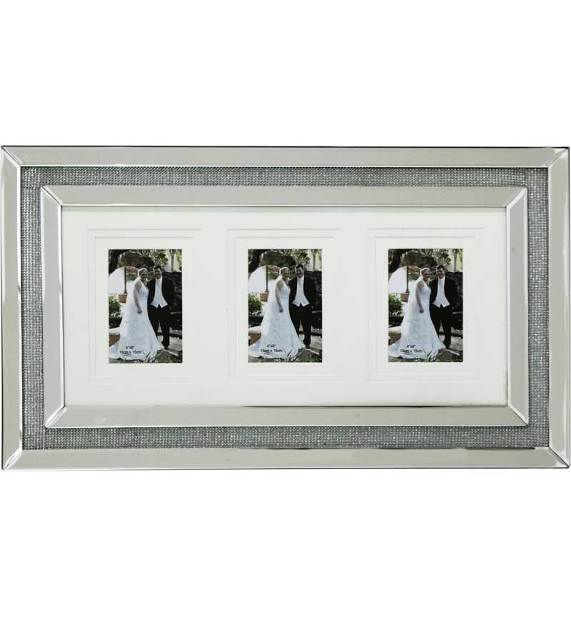 glamour Sparkle Mirrored Collage 4 Photo Frame 59cm x 60cm