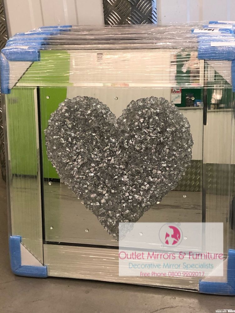  "Heart Cluster Silver " Mirror framed Sparkle Art 