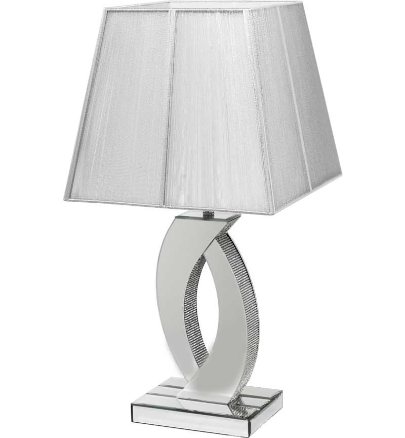 Glamour Sparkle Shaped Table Lamp with Silver Grey shade
