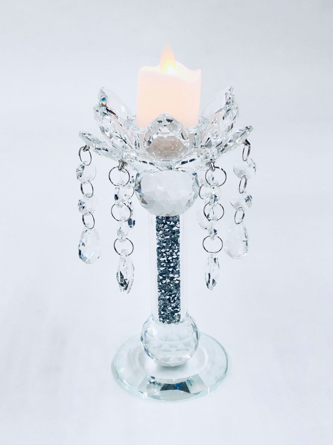 New Mirror Crush Crystal Pair of Candle Holder Diamond Candle Holder