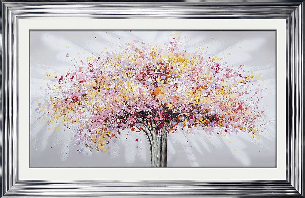 framed art print "Glitter Sparkle Blossom Tree Multi Colour" in a choice of frames