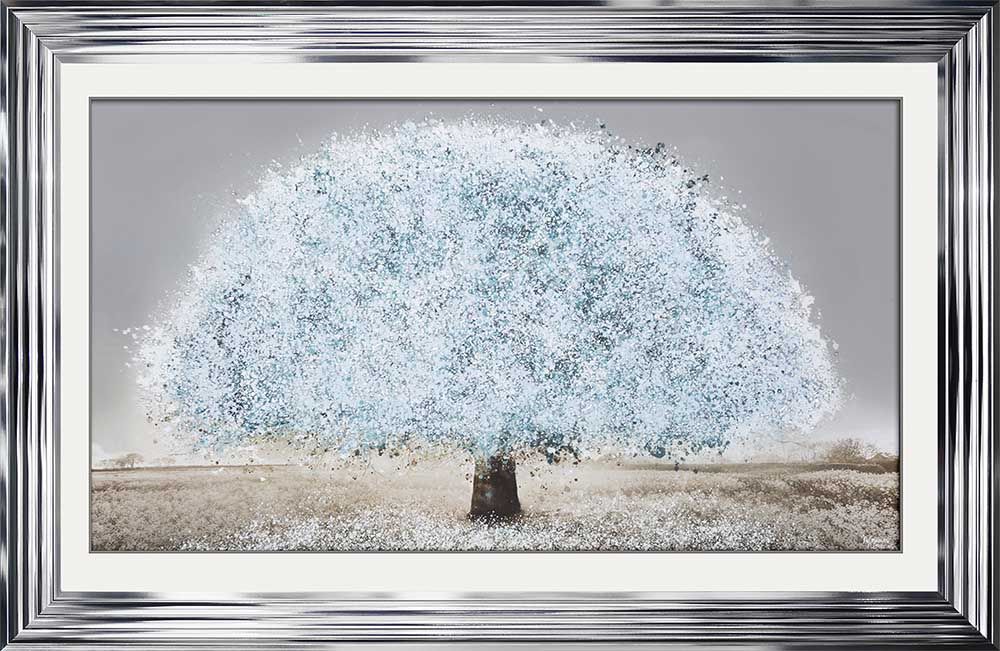 framed art print "Glitter Sparkle Blossom Tree  Blue" in a choice of frames