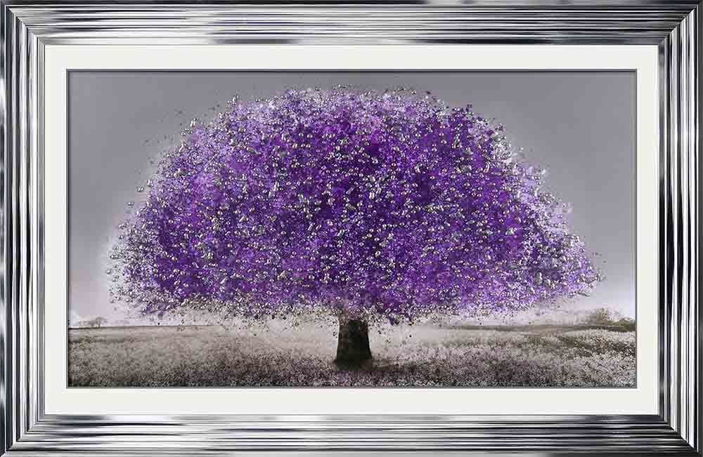 framed art print "Glitter Sparkle Blossom Tree Ultra Violet" in a choice of frames