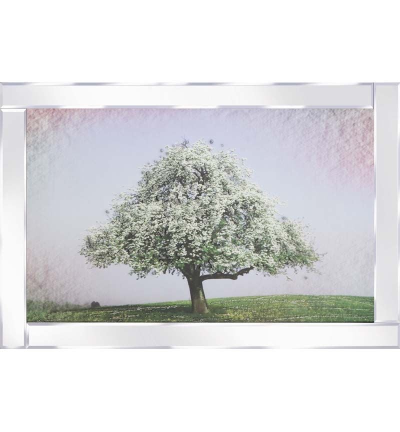 Mirror framed art print " Blossom Tree in Green" 100cm x 60cm 
