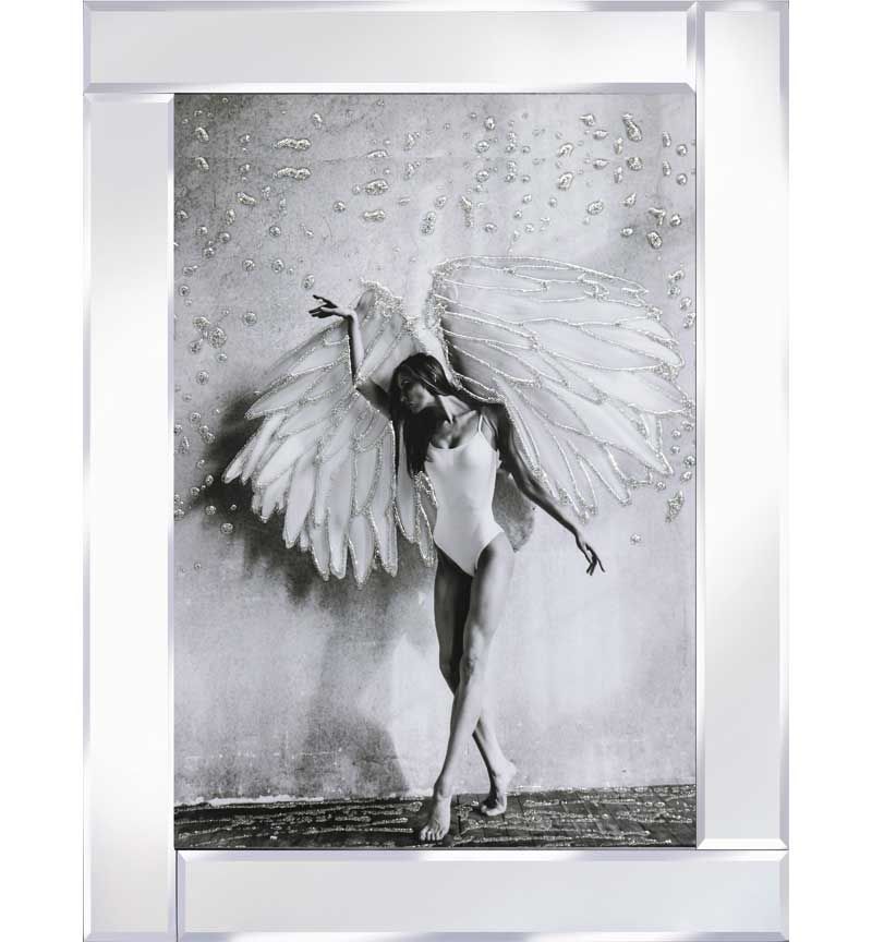 Mirror Framed Sparkle Dancing Lady, Black And White Mirror Framed Prints