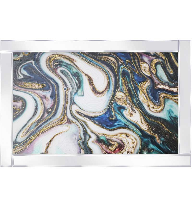 Mirror framed art print " Abstract Swirls " 100cm x 60cm 