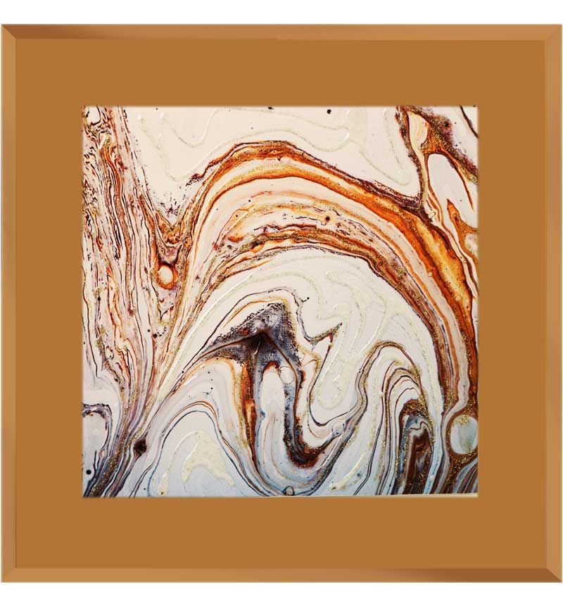 " Abstract Swirls on Bronze Mirror 75cm x 75cm