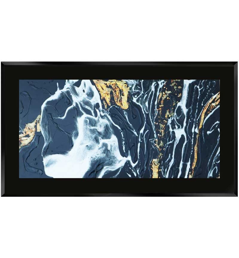 " Abstract Swirls on Black Gloss Mirror 100cm x 60cm