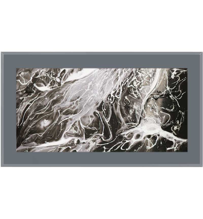 " Abstract Swirls on smoked Glass Mirror 100cm x 60cm