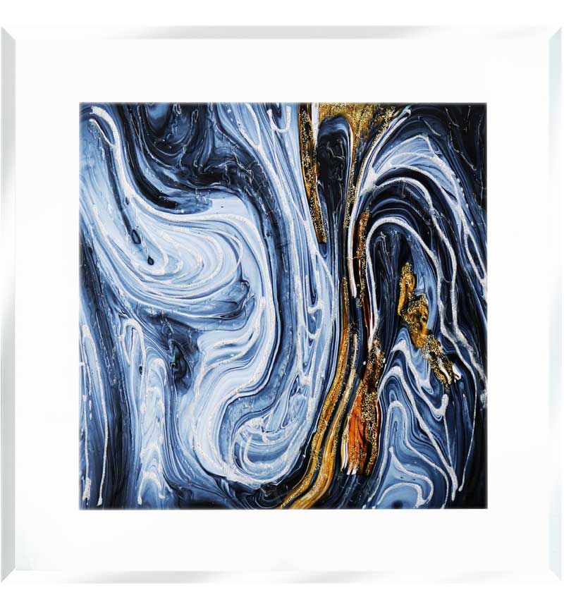 " Abstract Swirls on Whte Gloss Mirror 100cm x 60cm