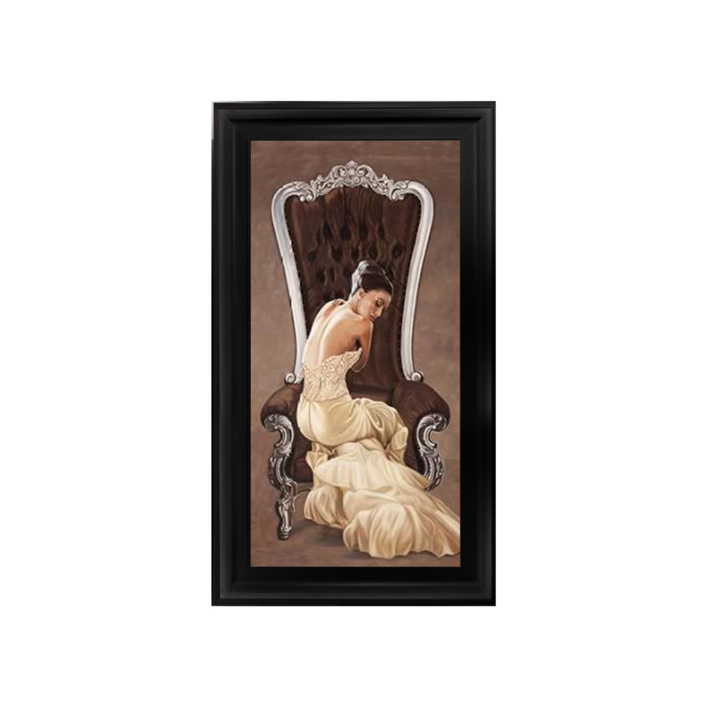 Glamour Lady in Grand Chair  wall Art in a choice of frame colours 114cm x 64cm