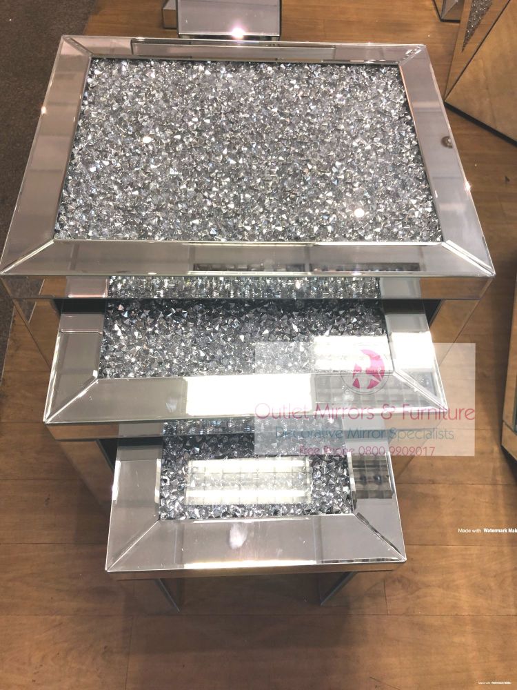 * Diamond Crush Crystal large Nest of 3 Tables item in stock SPECIAL OFFER 