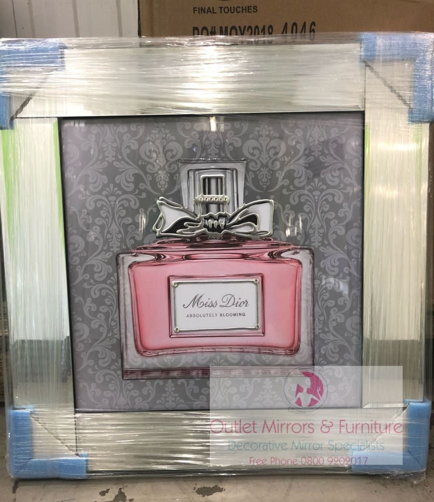 Mirror framed Sparkle Glitter Art "Miss Dior Absolutley Bouquet"