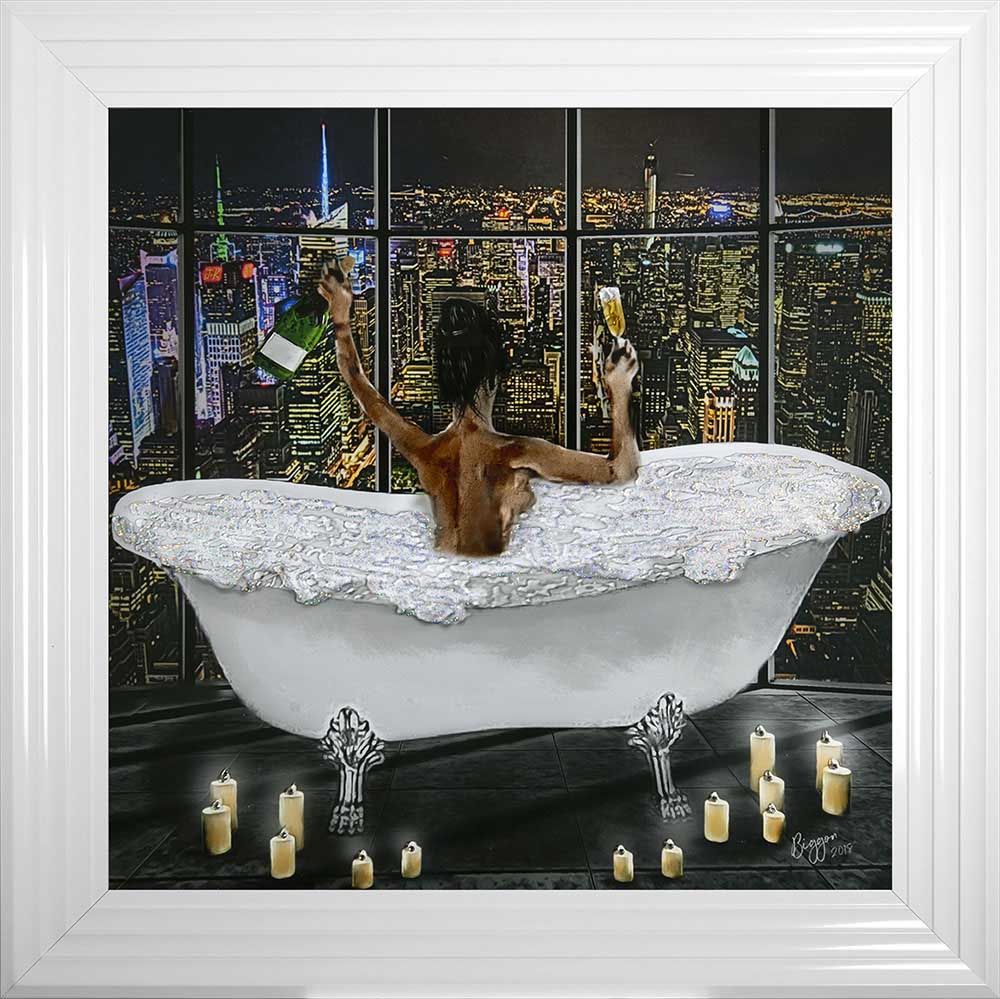 Chorme stepped Framed art print "City Girl glamour Bath 2 " Choice of frame colours
