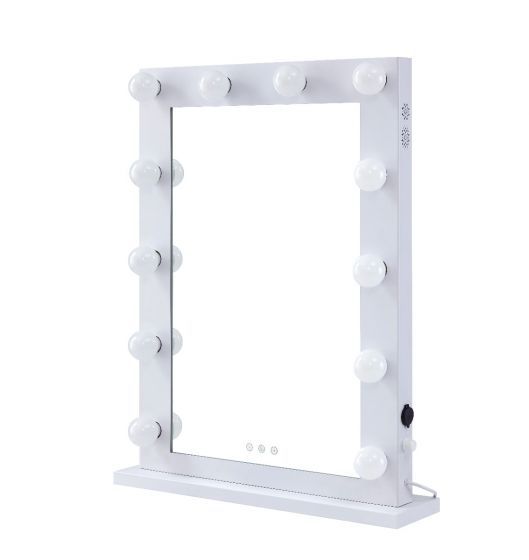 Desktop Hollywood Mirror in White with Bluetooth Speaker 80cm x 60cm