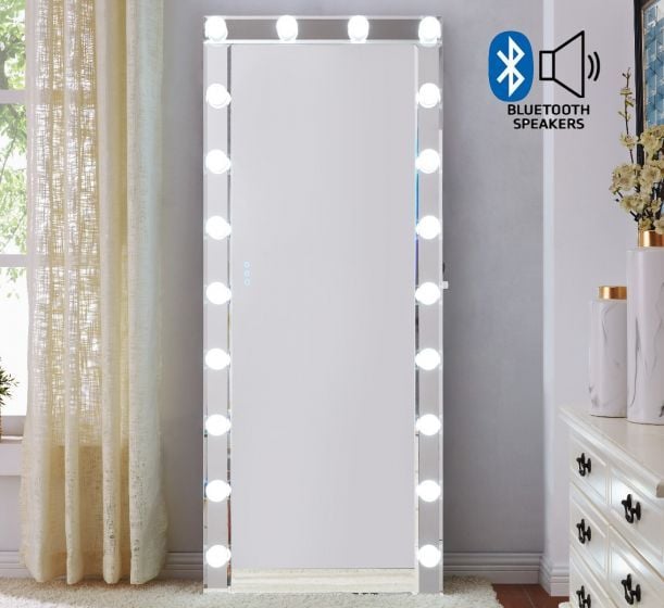 Hollywood Mirror in Silver with Bluetooth speaker and usb port 170cm x 70cm