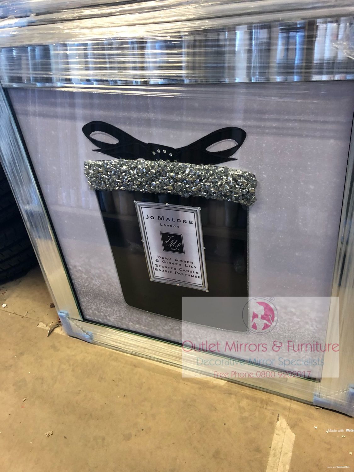 Glitter Picture with Bevelled Mirrored Frame Jo Malone Crushed Diamond