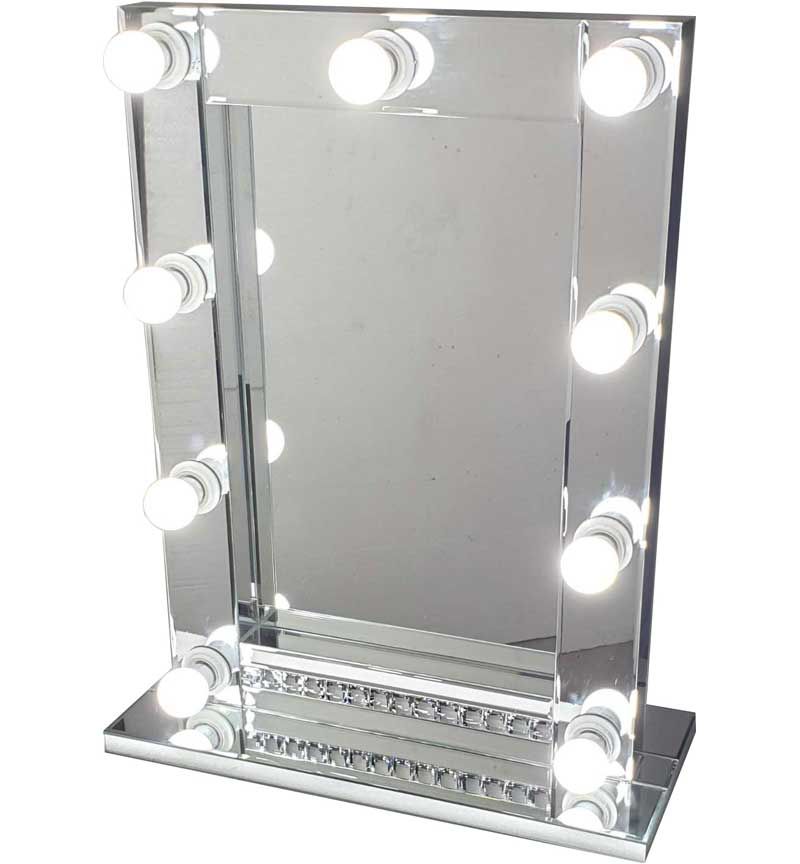 Silver Free standing Hollywood Crystal broder Mirror 70cm x 50cm 