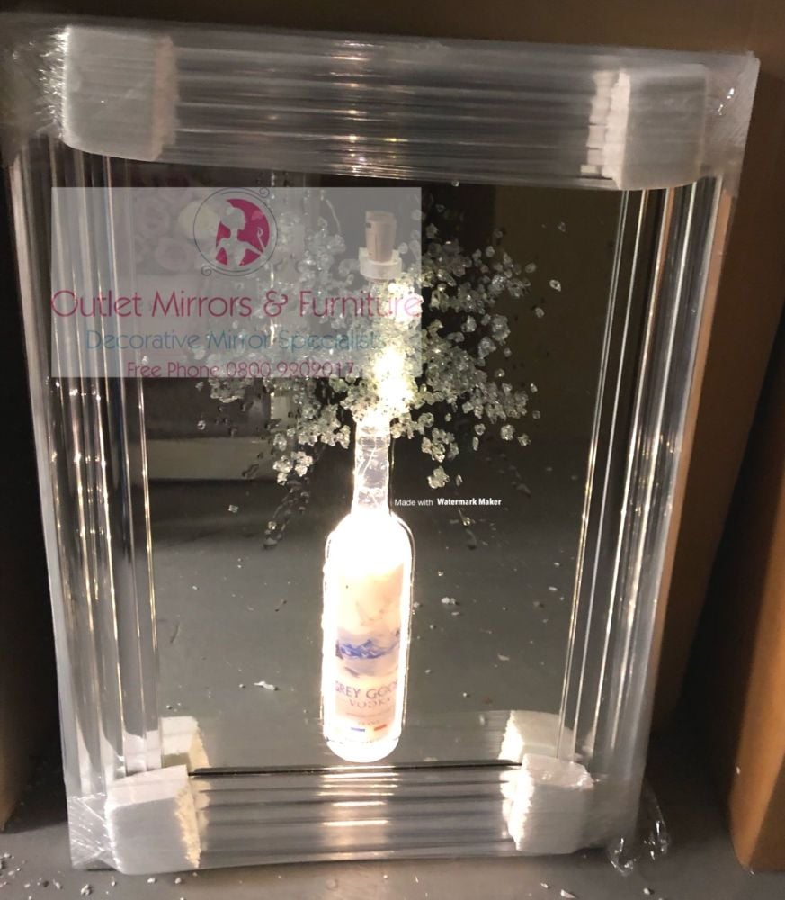 Light Up Grey Goose Vodka Wall Art in a silver chorme frame item in stock