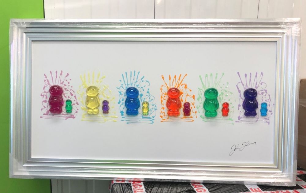 Download 3d Colourful Jelly Babies Wall Art On A White Gloss Background Steel Silver Stepped Frame