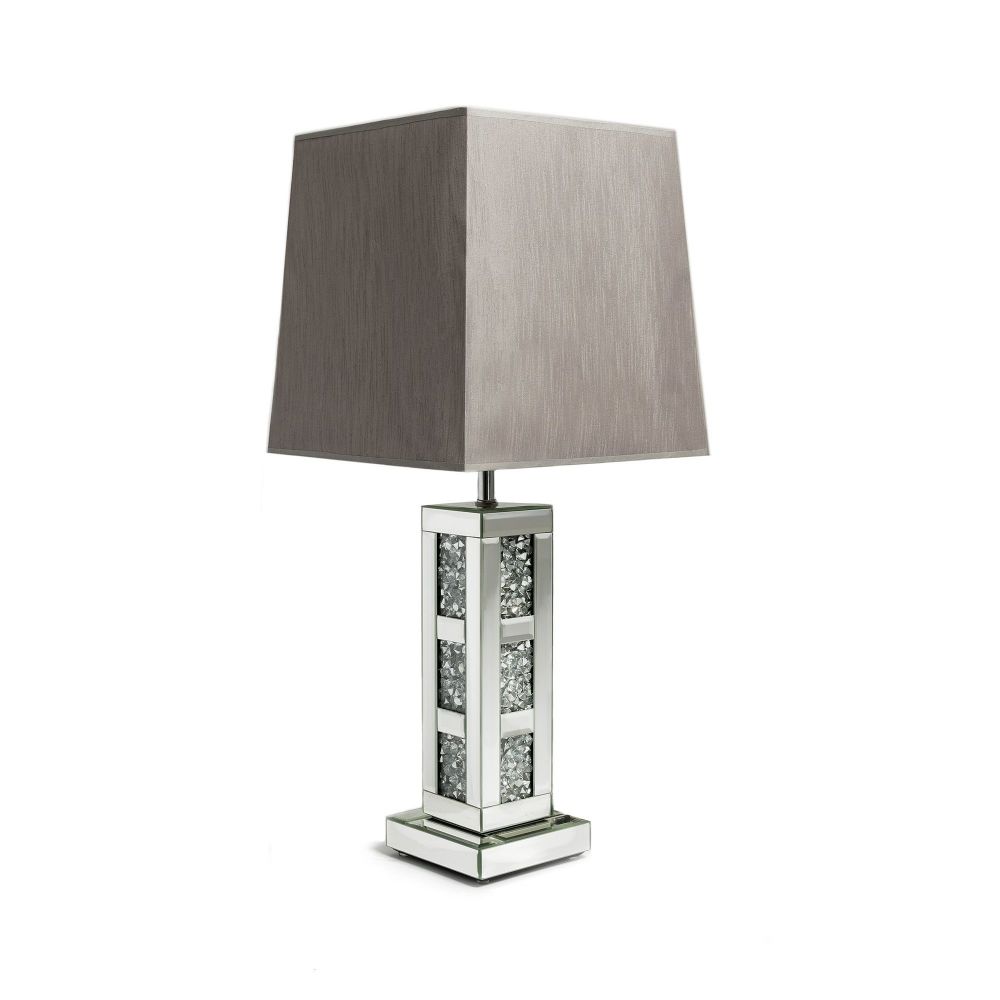 *Diamond Crush Crystal Blocks Mirrored Lamp with shade in stock