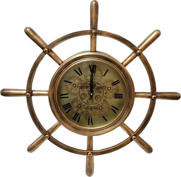 Brass Sailors Wheel Skeleton Clock 69cm