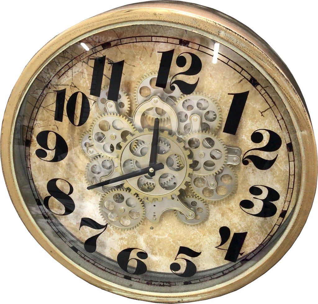 Vintage Brass Effect Skeleton Wall Clock - 46cm