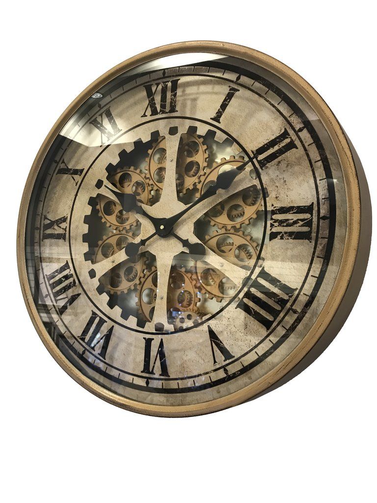 White Brass Skeleton Wall Clock 60cm