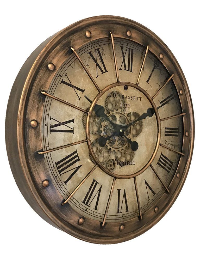 Brass Barrel Top Skeleton Wall Clock - 60cm