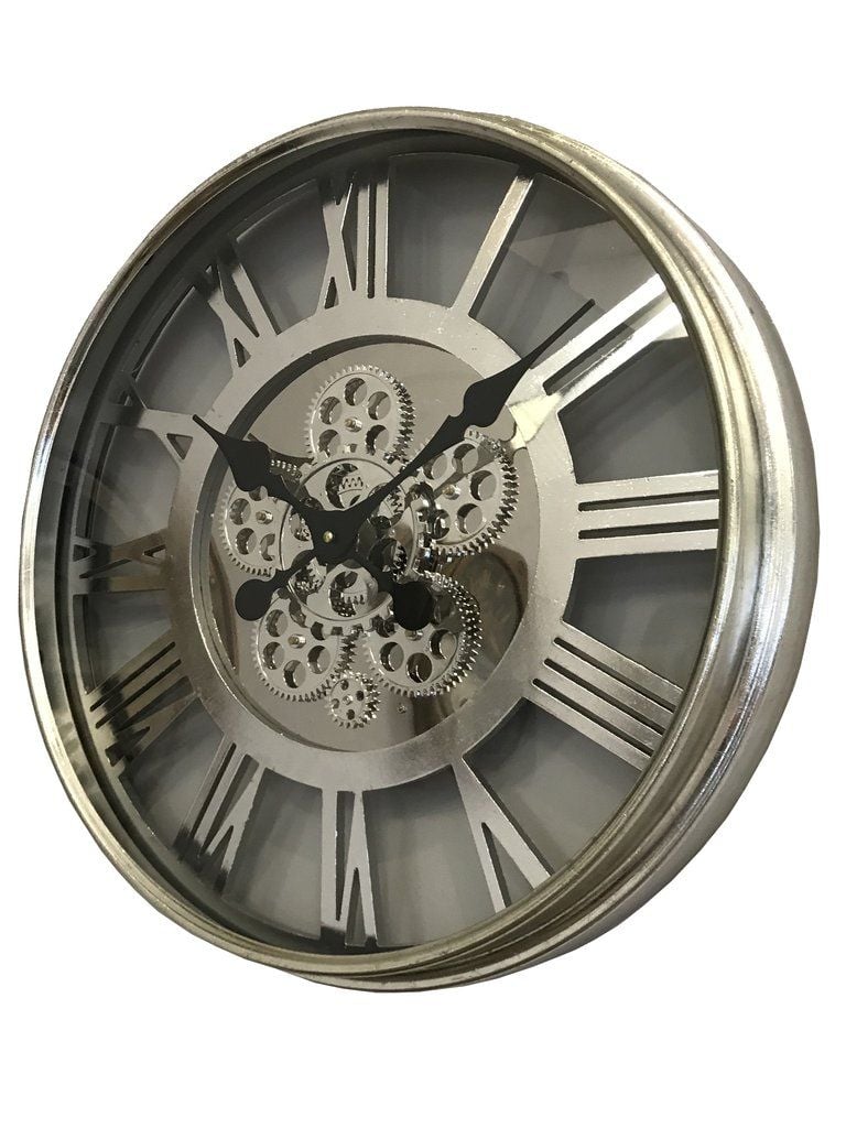 Silver Skeleton Wall Clock - 55cm
