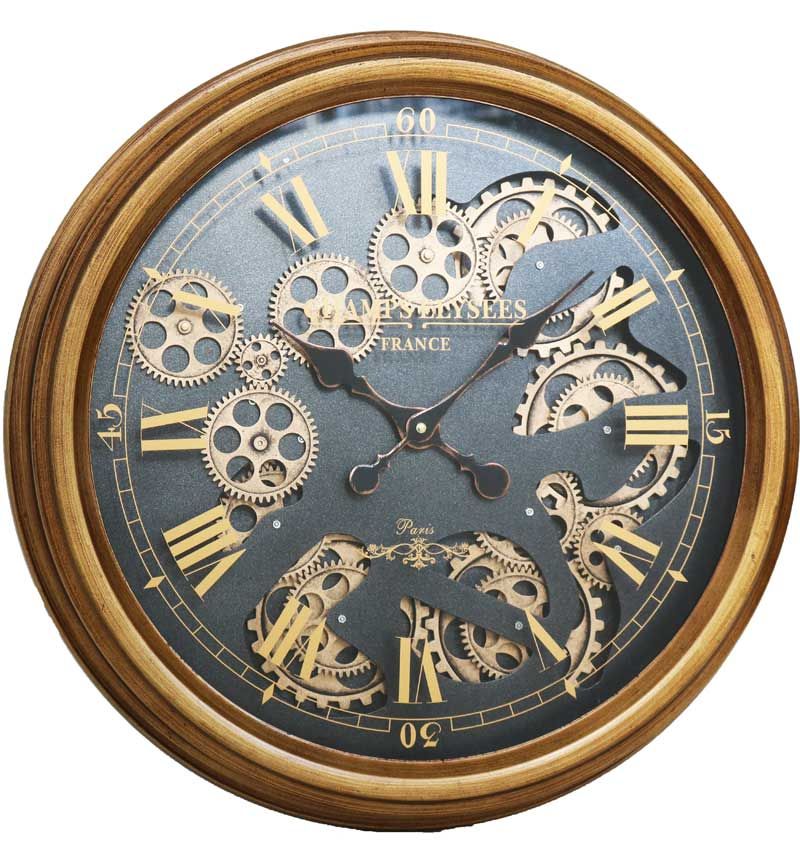 Gold Frame and Black Skeleton Wall Clock - 52.5cm