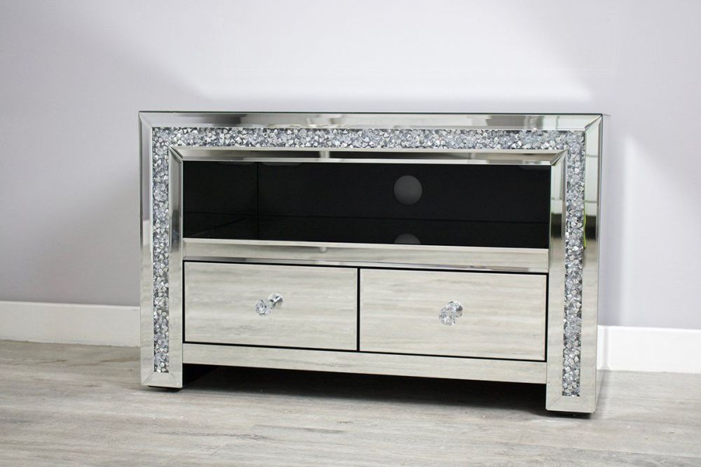 * Package Deal Monica Diamond Crush Mirrored 7 Draw Dressing Table with