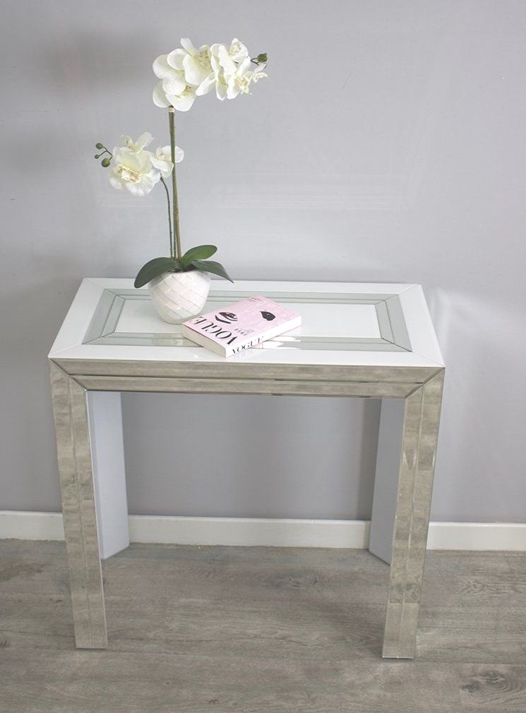 Bianco White & Mirrored Console Table 80cm